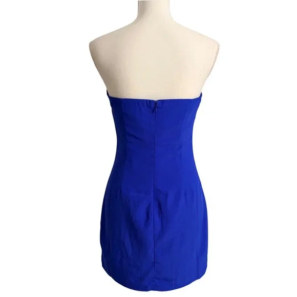 Superdown Isidora Mini Dress Strapless  Bodycon Polyester Royal Blue Small - Picture 5 of 8